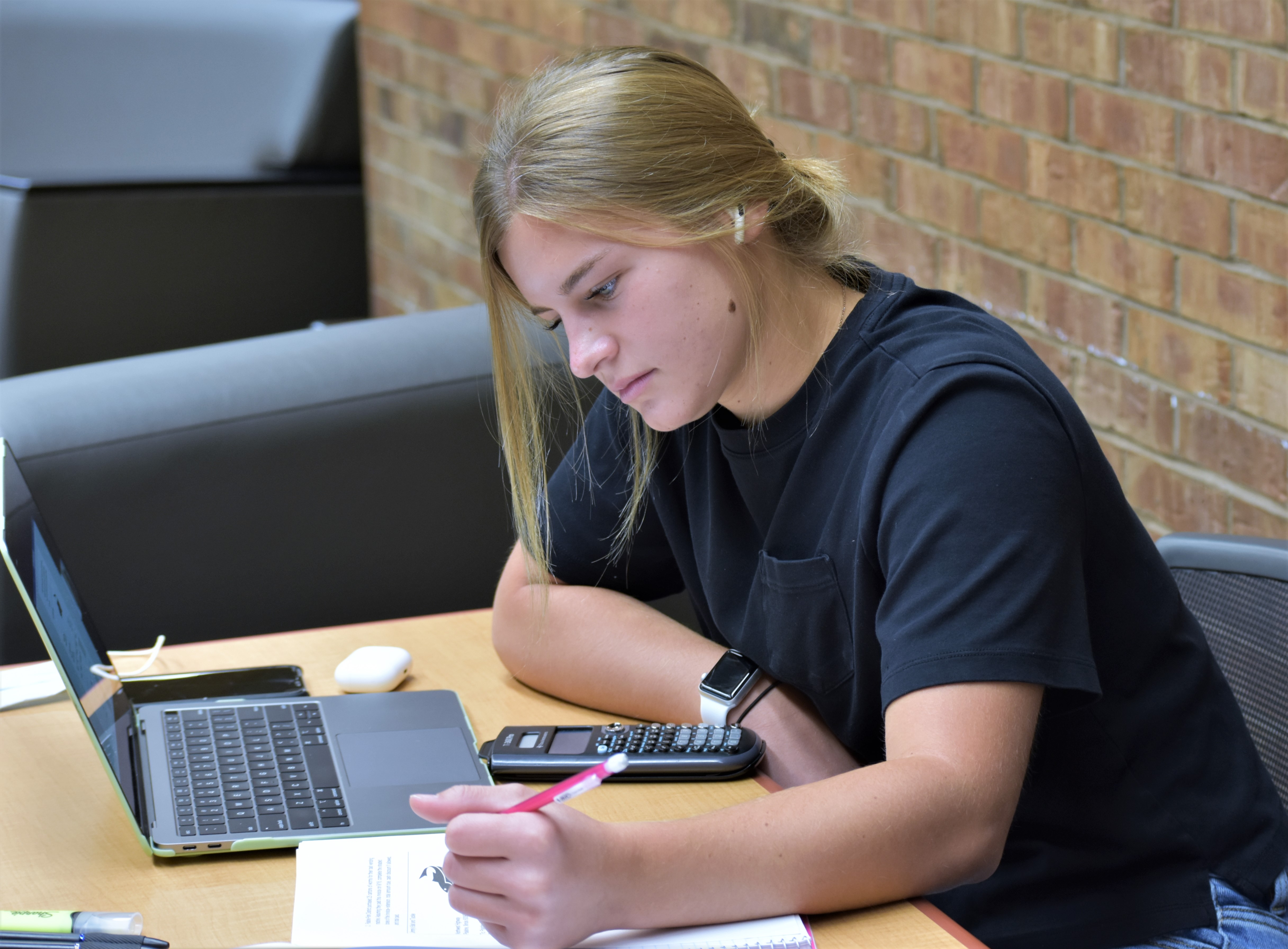 female student studying